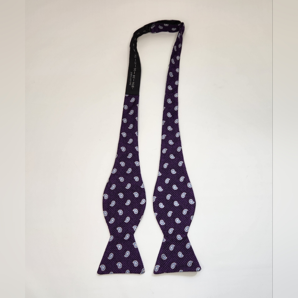 John W. Nordstrom 100% Silk Bowtie Bow Tie Purple Paisley Made in USA